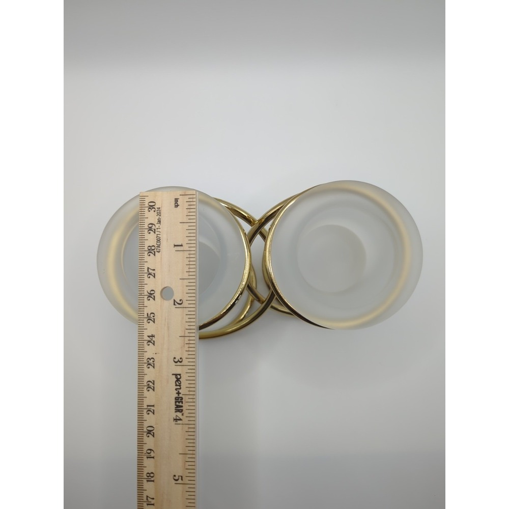 Party Lite Gold Gemini Double Frosted Votive Candle Holder w/Interlocking Rings - Picture 5 of 8
